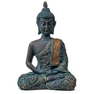 Bouddha en méditation finitions antiques