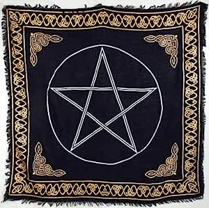 Grand nappe d'autel avec cadre celtique et pentagramme