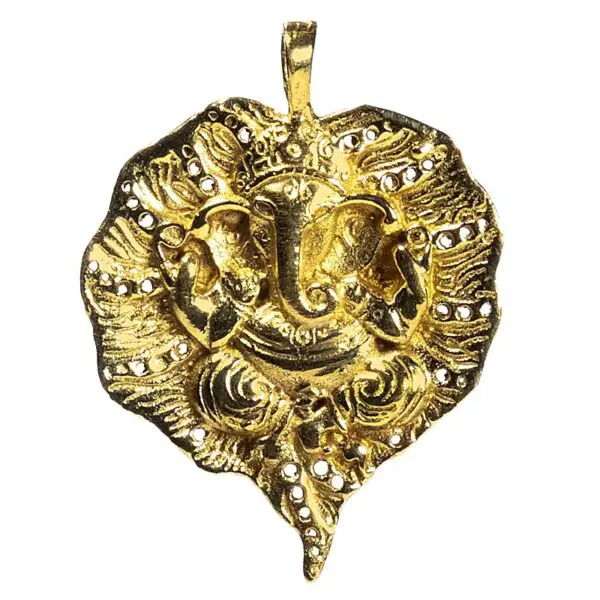 Pendentif Ganesh feuille couleur d'or