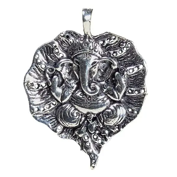 Pendentif Ganesh feuille couleur d'argent