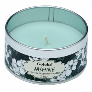 Bougie à la Cire de Soja dans Boîte en Etain Goloka – Jasmin