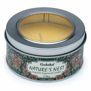 Bougie à la Cire de Soja dans Boîte en Etain Goloka – Natures Nest