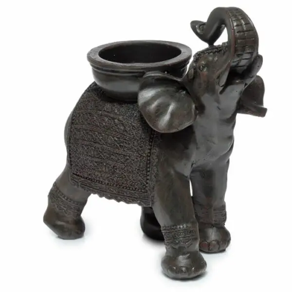 Porte-bougie Peace of the East - Elephant Effet Bois avec Porte-bougie sur Dos