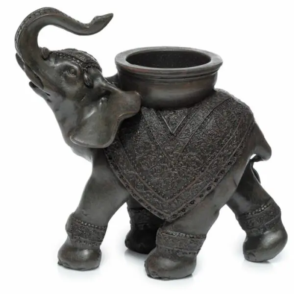 Porte-bougie Peace of the East - Elephant Effet Bois avec Porte-bougie sur Dos