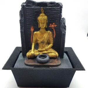 Fontaine Résine Bouddha Thaï Doré 22CM