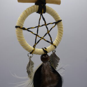 Dreamcatcher, Capteur de rêves pentagramme petit avec plumes en métal