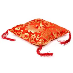 Coussin Rouge fleuri pour bol tibétain 24/24