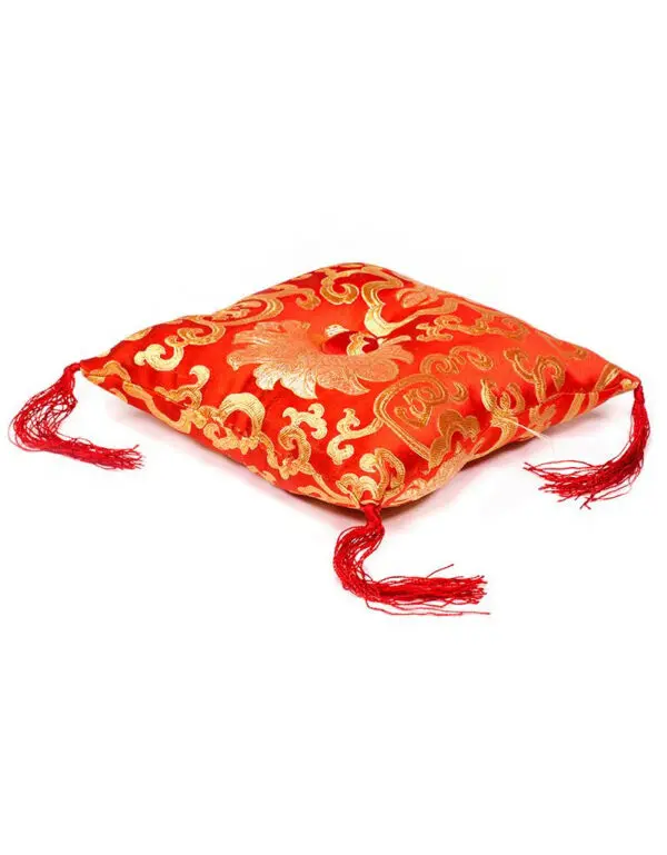 Coussin Rouge fleuri pour bol tibétain 24/24
