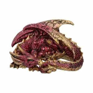 Figurine Aaden Dragon au repos rouge et doré 10,2
