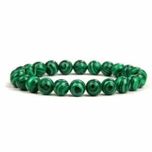 BRACELET BOULE MALACHITE FONCEE AA