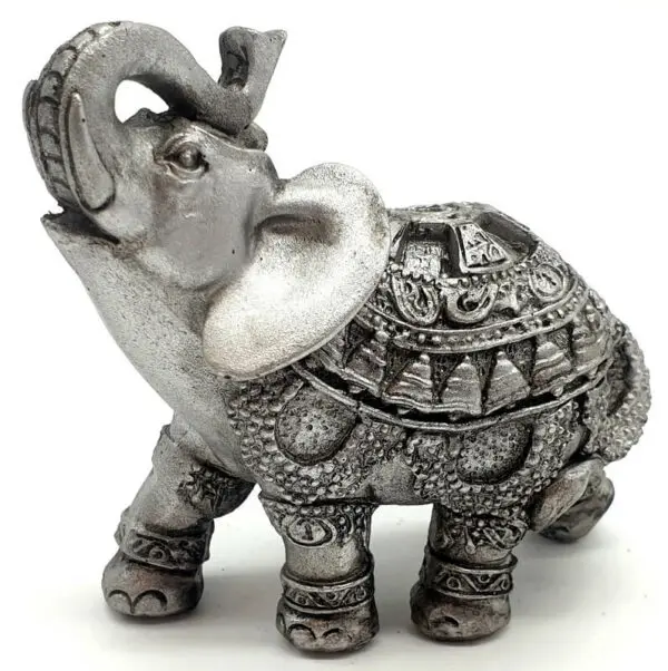 Statue Résine Eléphant Argent 10cm