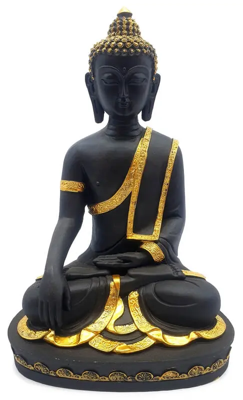 Statue Résine Bouddha Méditation Noir 28cm