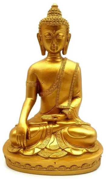 Statue Résine Bouddha Méditation Or 28cm